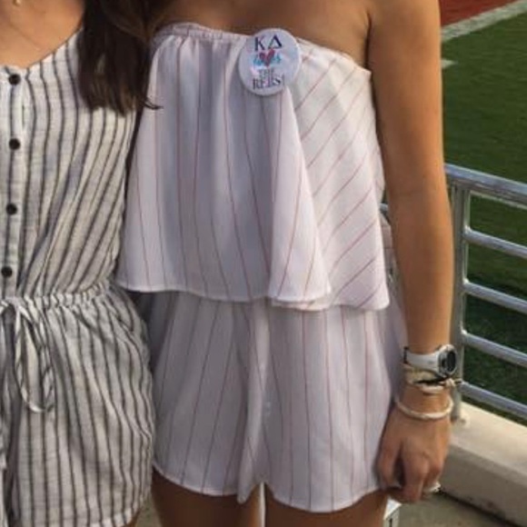 Million Bullpup Pants - Million Bullpup Romper Small Red White Offshoulder